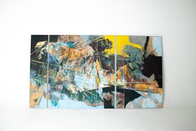 Edward Arnold Reep Edward Reep Reticular Series 8 Monumental Abstract Diptych Oil on Canvas