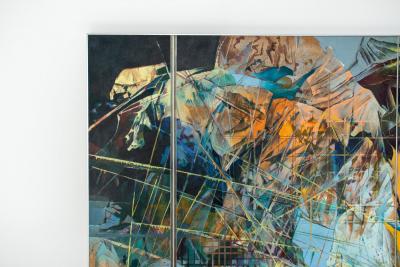 Edward Arnold Reep Edward Reep Reticular Series 8 Monumental Abstract Diptych Oil on Canvas