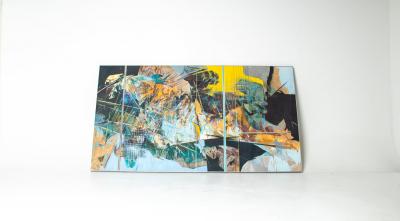 Edward Arnold Reep Edward Reep Reticular Series 8 Monumental Abstract Diptych Oil on Canvas