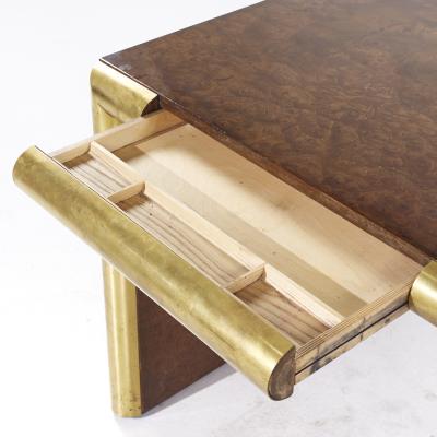 Edward Axel Roffman Edward Axel Roffman Associates Mid Century Burlwood and Brass Desk