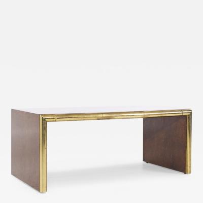 Edward Axel Roffman Edward Axel Roffman Associates Mid Century Burlwood and Brass Desk