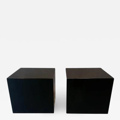 Edward Axel Roffman Edward Axel Roffman Pair Minimalist Enameled Oak Cube Tables MCM Post Modern