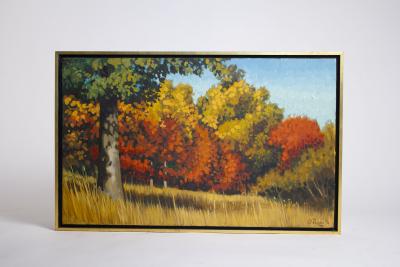 Edward Carpenter Bearden Ed Bearden Oil on Canvas Edge of the Woods in Fall 1974 Texas Artist