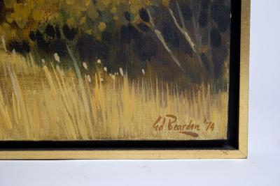 Edward Carpenter Bearden Ed Bearden Oil on Canvas Edge of the Woods in Fall 1974 Texas Artist