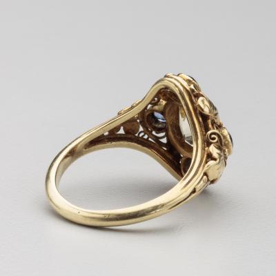 Edward Everett Oakes Oakes Studio Arts Crafts Yellow Sapphire Montana Sapphires Gold Ring by Edward Oakes