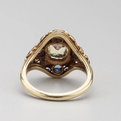 Edward Everett Oakes Oakes Studio Arts Crafts Yellow Sapphire Montana Sapphires Gold Ring by Edward Oakes
