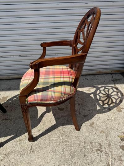 Edward Ferrell Pair of Mahogany Edward Ferrell Style Hepplewhite Cobweb Armchairs