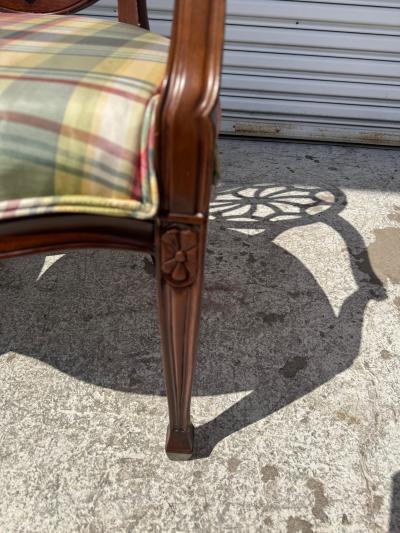 Edward Ferrell Pair of Mahogany Edward Ferrell Style Hepplewhite Cobweb Armchairs