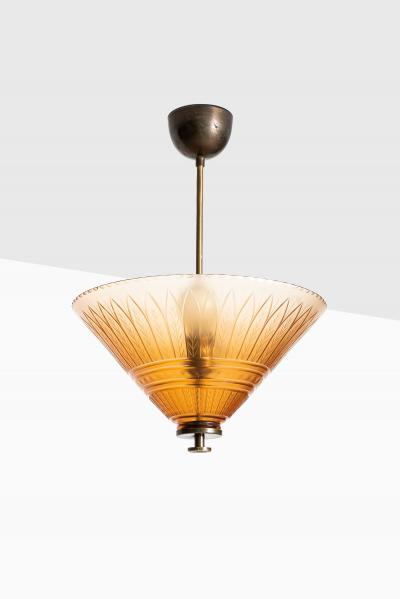 Edward Hald Ceiling Lamp Produced by Orrefors in Sweden
