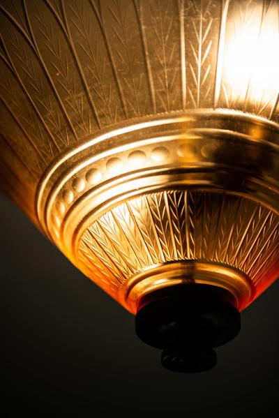 Edward Hald Ceiling Lamp Produced by Orrefors in Sweden