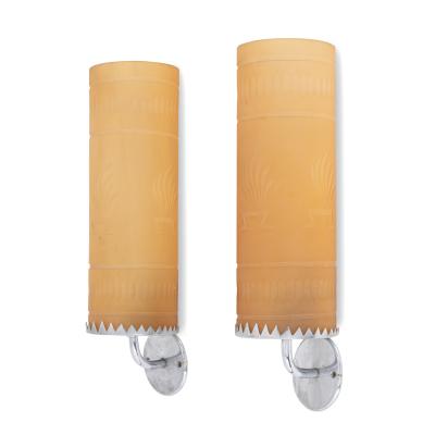 Edward Hald Exceptional Pair of Sconces by Edward Hald for Orrefors attrib 