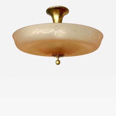 Edward Hald Plafonnier Fixture by Edward Hald in Glass and Bronze