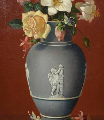 Edward Leavitt Flowers in Clasical Urn 