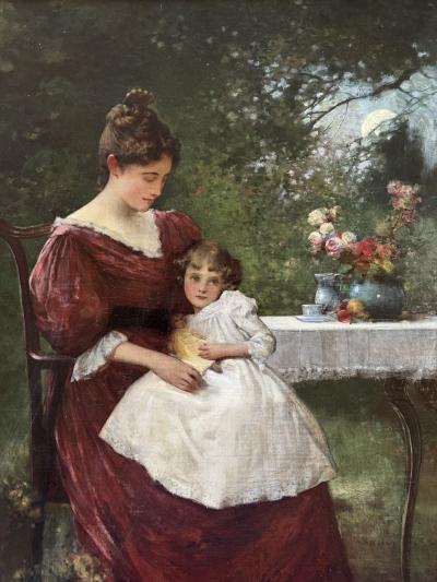 Edward Percy Moran Mother and Child in the Garden 