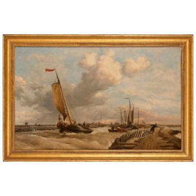 Edward William Cooke Large Victorian coastal marine painting by Edward William Cooke R A 