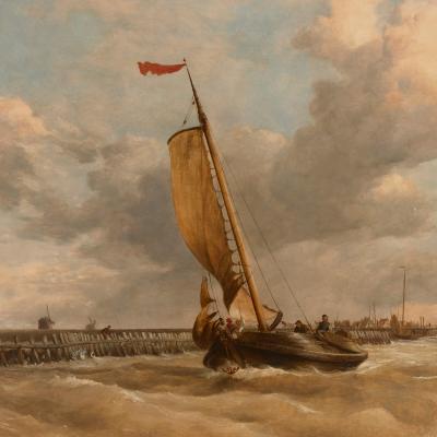 Edward William Cooke Large Victorian coastal marine painting by Edward William Cooke R A 