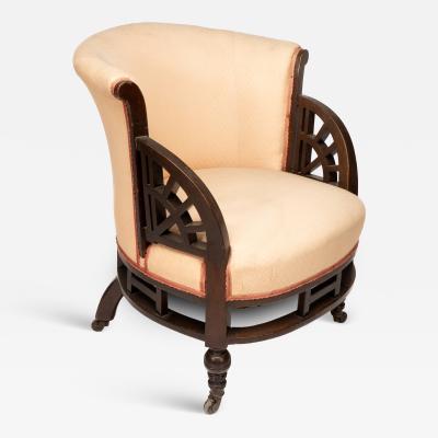 Edward William Godwin E W Godwin Attributed an Anglo Japanese Circular Armchair with Fan Shaped Arms