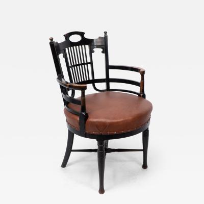 Edward William Godwin E W Godwin style of An Anglo Japanese Old English or Jacobean Ebonized Armchair