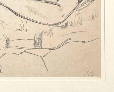 Edward Wolfe Reclining Male Nude Drawing by Edward Wolfe