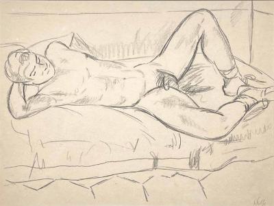 Edward Wolfe Reclining Male Nude by Edward Wolfe