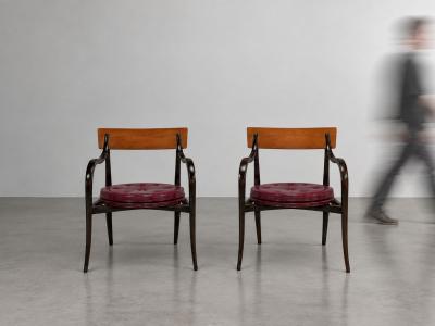 Edward Wormley Alexandria Armchairs Mahogany Walnut United States 1960s