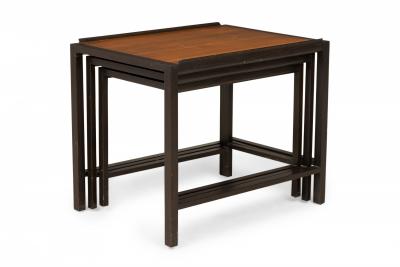 Edward Wormley American Ebonized Frame and Maple Top Nest of Tables