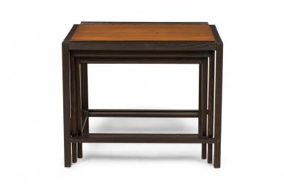 Edward Wormley American Ebonized Frame and Maple Top Nest of Tables