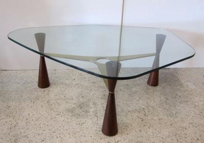 Edward Wormley American Modern Brass Wood Glass Coffee Table Edward Wormley for Dunbar