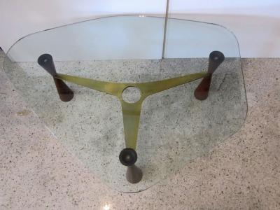 Edward Wormley American Modern Brass Wood Glass Coffee Table Edward Wormley for Dunbar