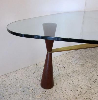 Edward Wormley American Modern Brass Wood Glass Coffee Table Edward Wormley for Dunbar