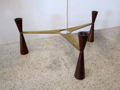 Edward Wormley American Modern Brass Wood Glass Coffee Table Edward Wormley for Dunbar