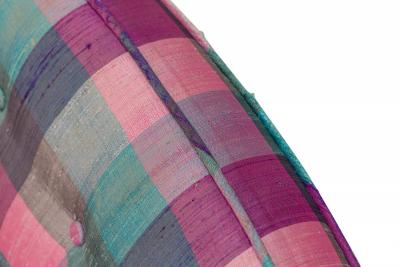 Edward Wormley American Pink Purple Plaid Upholstered Slipper Side Chair