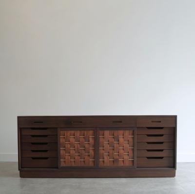 Edward Wormley Basket Weave Credenza by Edward Wormley in Mahogany C 1960s