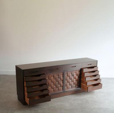 Edward Wormley Basket Weave Credenza by Edward Wormley in Mahogany C 1960s