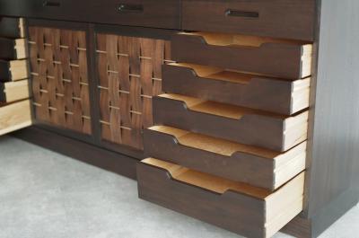 Edward Wormley Basket Weave Credenza by Edward Wormley in Mahogany C 1960s
