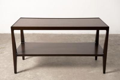 Edward Wormley Curved Front two Tier Console in Honduran Mahogany by Edward Wormley for Dunbar