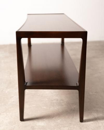Edward Wormley Curved Front two Tier Console in Honduran Mahogany by Edward Wormley for Dunbar