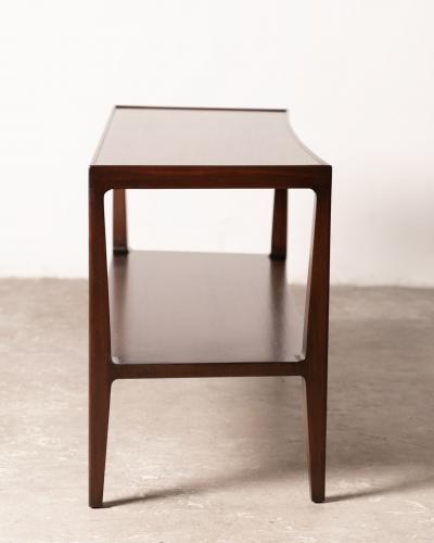 Edward Wormley Curved Front two Tier Console in Honduran Mahogany by Edward Wormley for Dunbar