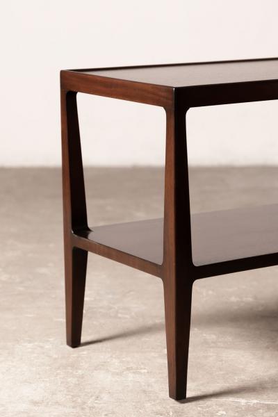 Edward Wormley Curved Front two Tier Console in Honduran Mahogany by Edward Wormley for Dunbar