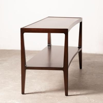 Edward Wormley Curved Front two Tier Console in Honduran Mahogany by Edward Wormley for Dunbar
