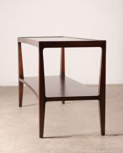 Edward Wormley Curved Front two Tier Console in Honduran Mahogany by Edward Wormley for Dunbar