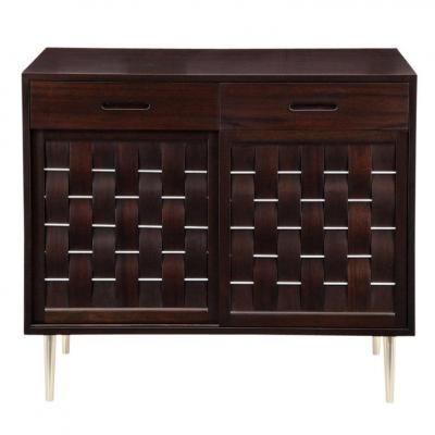 Edward Wormley Dunbar Woven Front Chest Mahogany and Brushed Nickel Signed