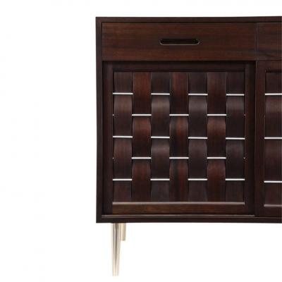 Edward Wormley Dunbar Woven Front Chest Mahogany and Brushed Nickel Signed