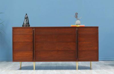Edward Wormley Edward J Wormley Model 5272A Dresser with Brass Taper Legs for Dunbar