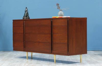Edward Wormley Edward J Wormley Model 5272A Dresser with Brass Taper Legs for Dunbar