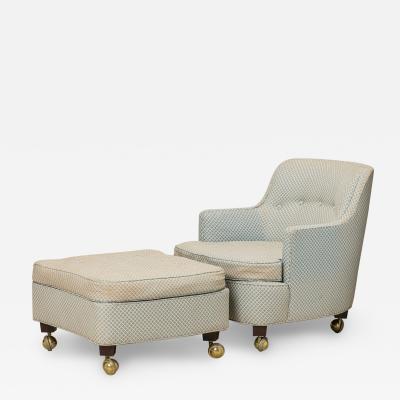 Edward Wormley Edward J Wormley for Dunbar American Patterned Lounge Armchair and Ottoman