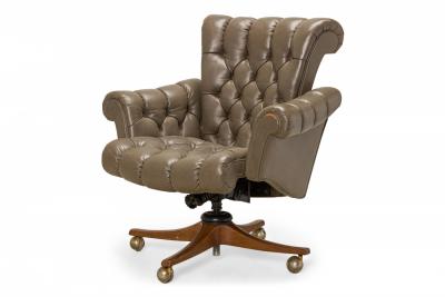 Edward Wormley Edward J Wormley for Dunbar AmericanIn Clover Tufted Leather Office Chair