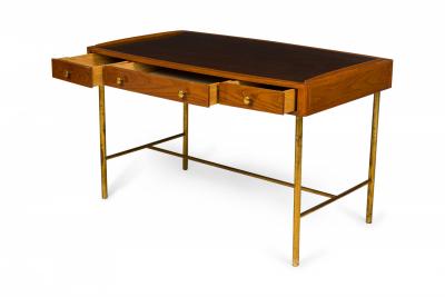 Edward Wormley Edward J Wormley for Dunbar Mid Century Wood and Brass Tube Writing Desk