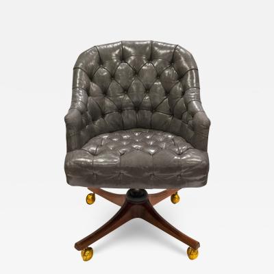 Edward Wormley Edward Wormley Chic Tufted Desk Chair in Leather 1954