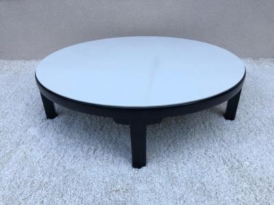 Edward Wormley Edward Wormley Dunbar off White Leather Top Dark Walnut Cocktail Table